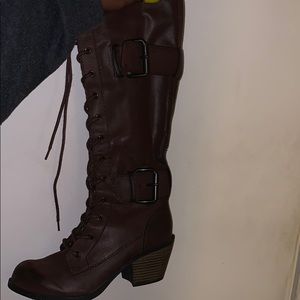 Brown heeled boots